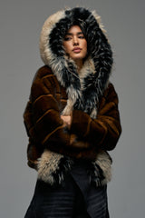 PORTIA HOODED FAUX FUR BOMBER