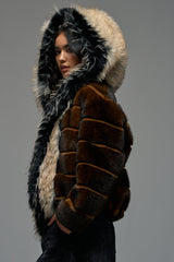 PORTIA HOODED FAUX FUR BOMBER
