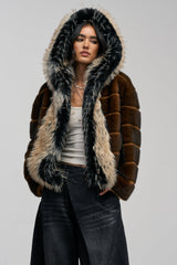 PORTIA HOODED FAUX FUR BOMBER
