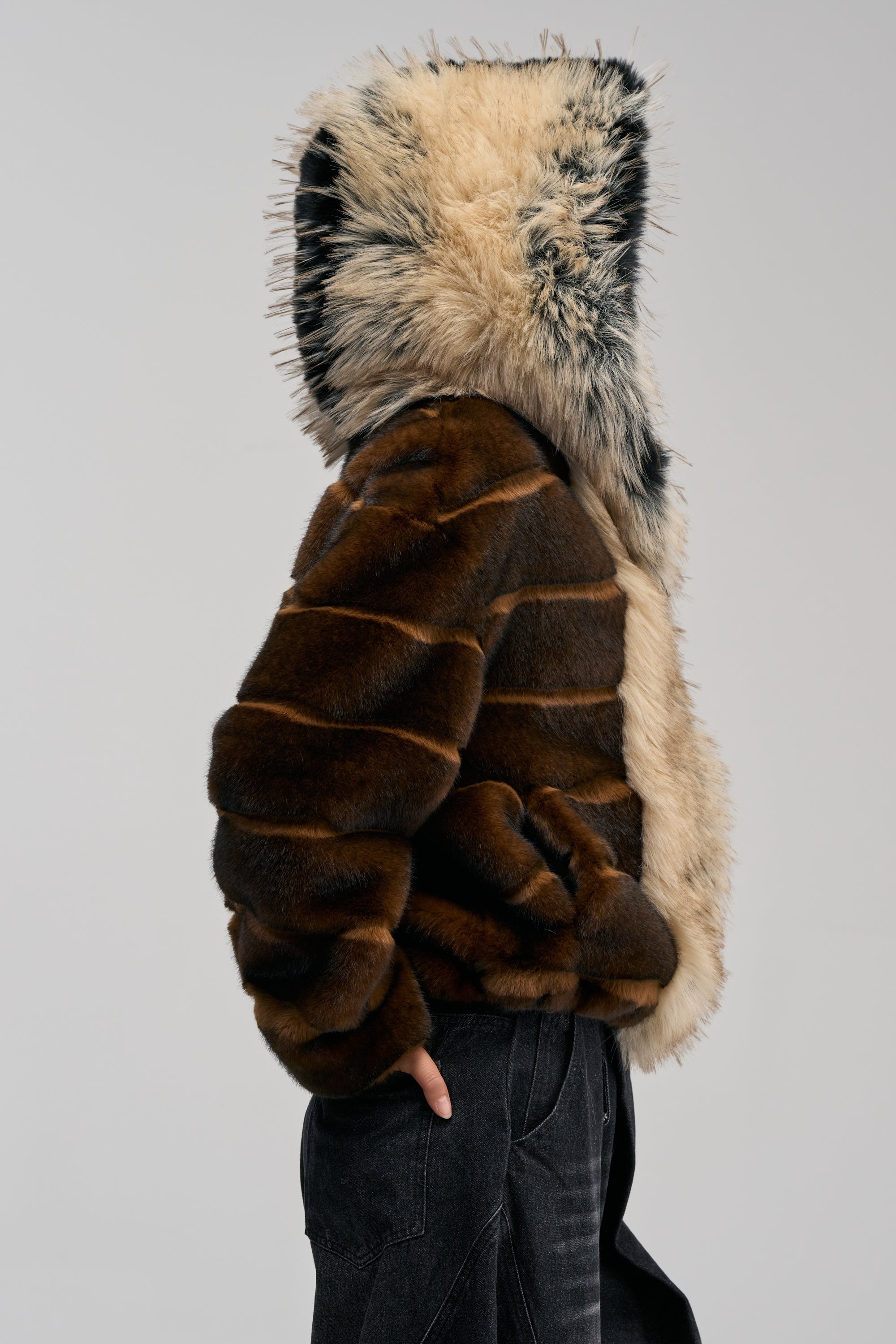 PORTIA HOODED FAUX FUR BOMBER
