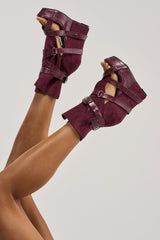 AZALEA WANG ROTHKO WEDGE SANDAL IN PLUM