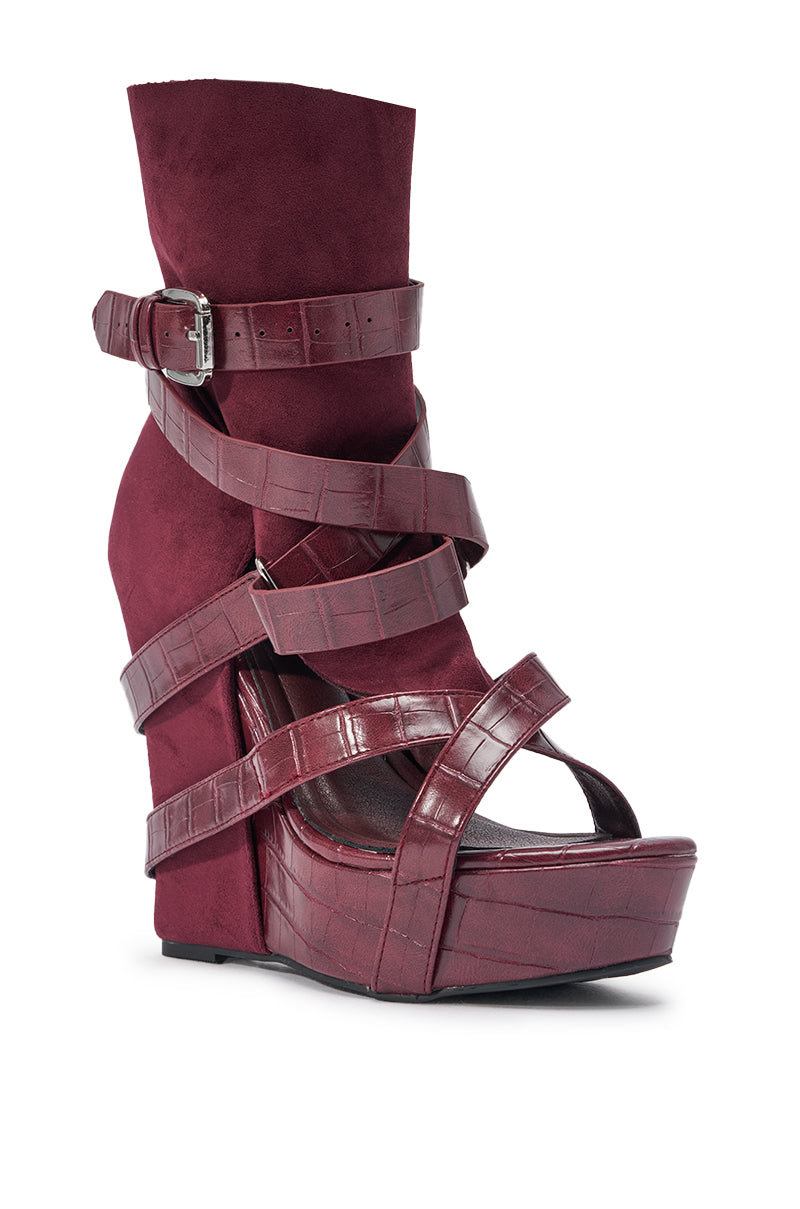 AZALEA WANG ROTHKO WEDGE SANDAL IN PLUM