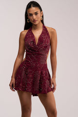 FELICITY EMBELLISHED MINI DRESS IN PLUM