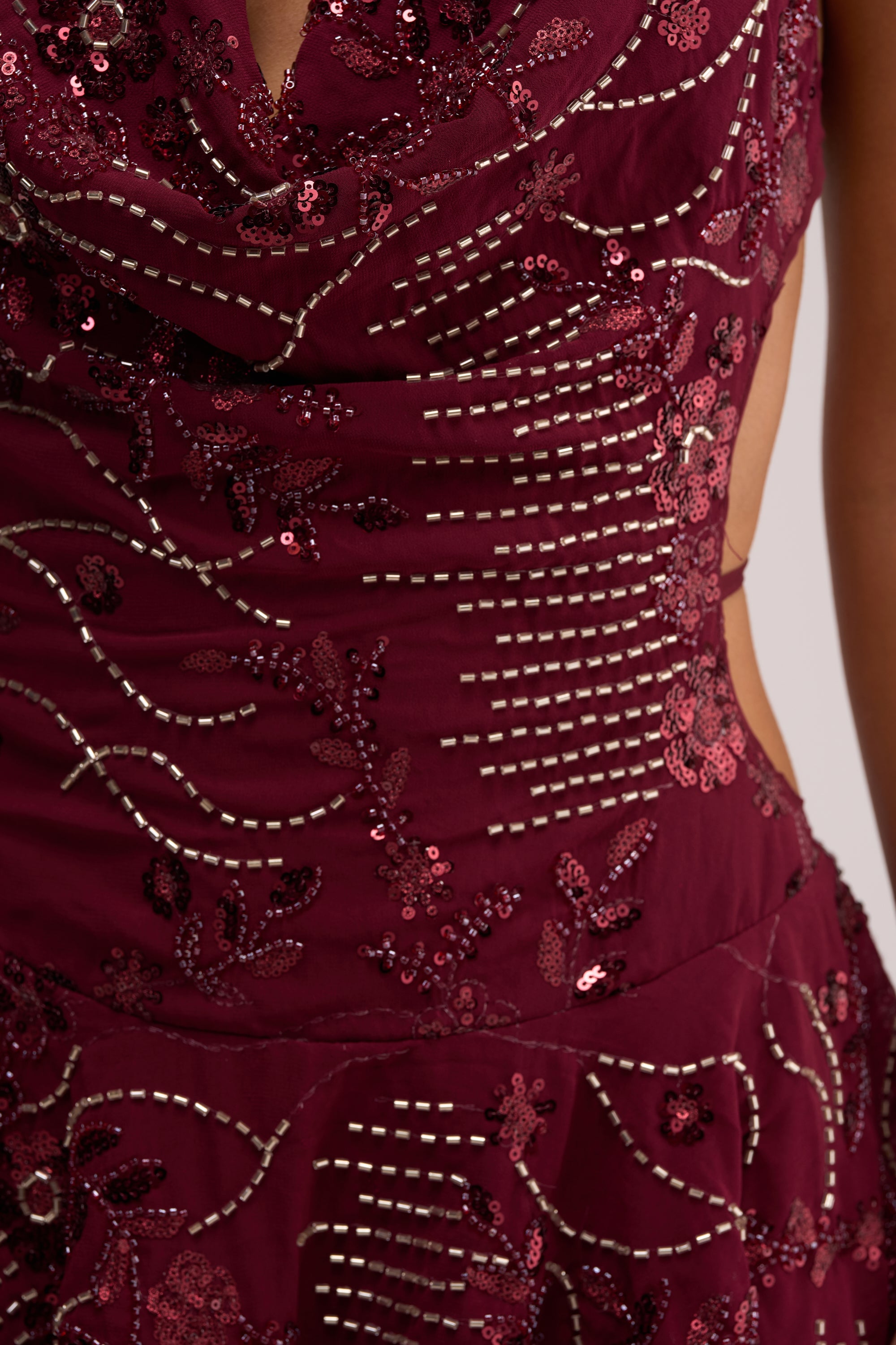 FELICITY EMBELLISHED MINI DRESS IN PLUM