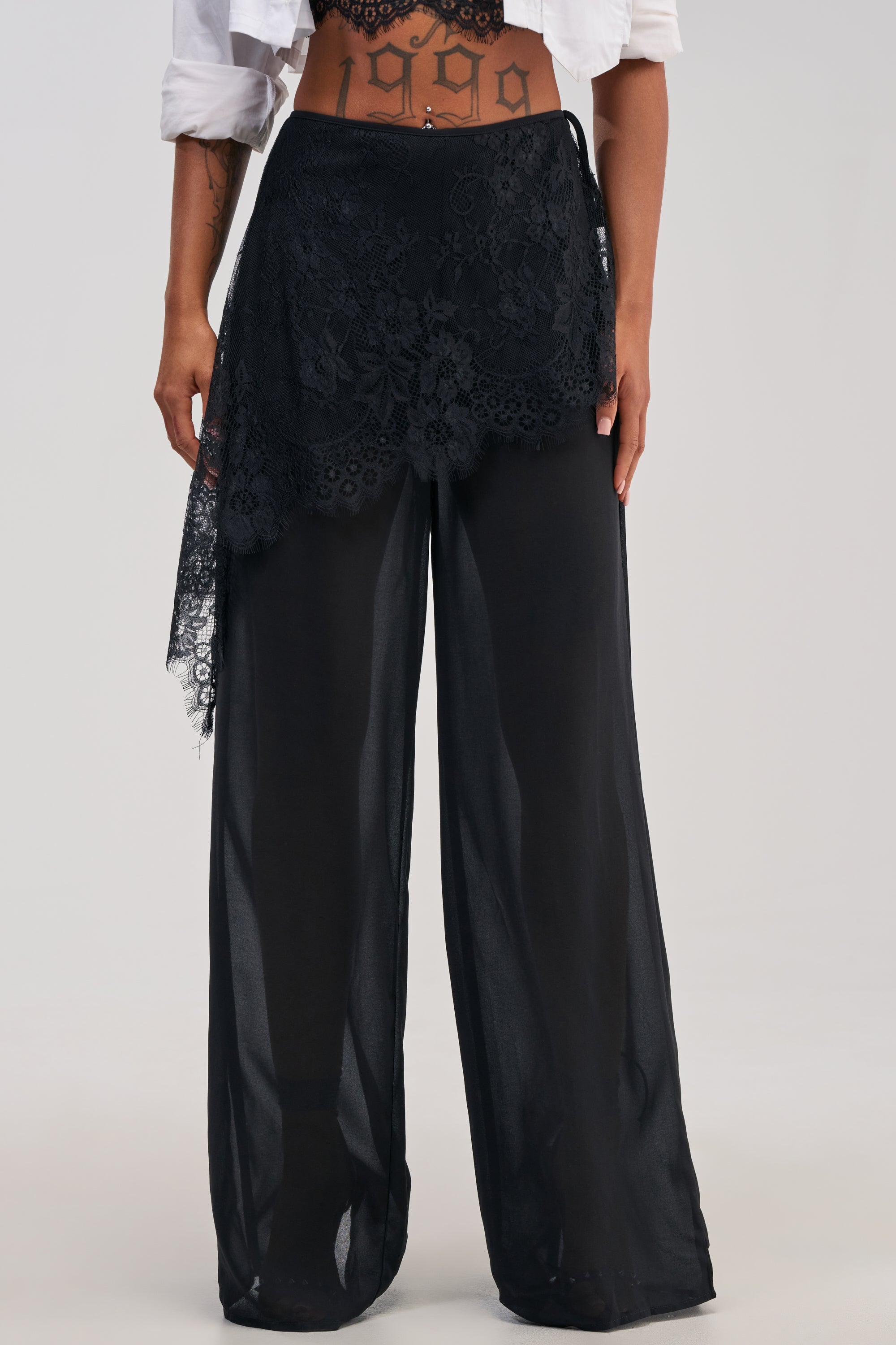 DRIFT AWAY PALAZZO PANT WITH LACE SKIRT OVERLAY