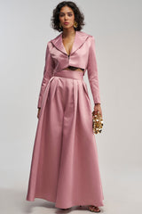 LILA SATIN TROUSER IN MAUVE