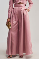 LILA SATIN TROUSER IN MAUVE