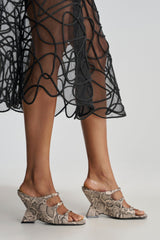 SAFESIDE SNAKE PRINT PU WEDGE SANDAL