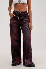 MIDNIGHT MERLOT VELVET DENIM PANTS