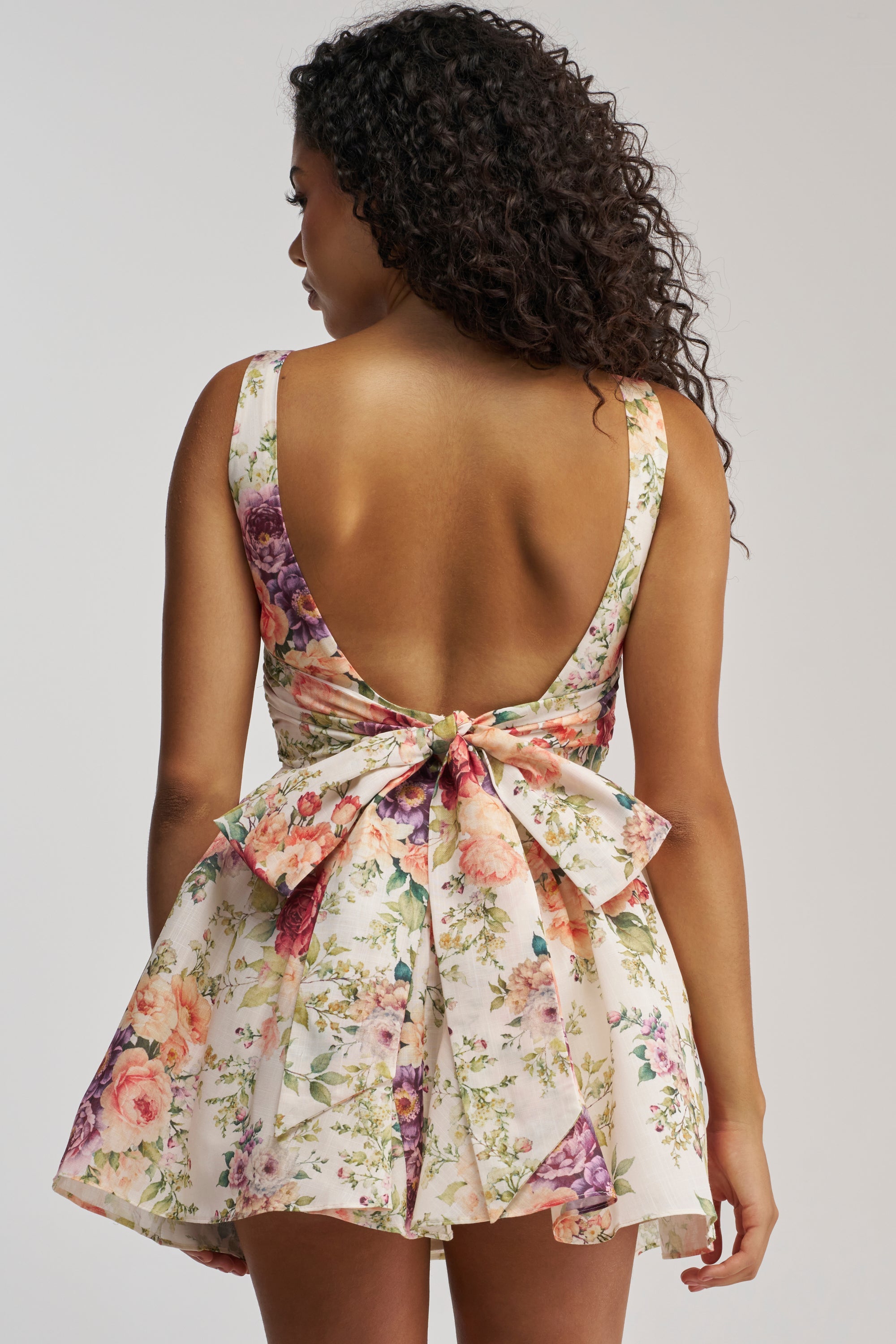 SOCIAL HOUR FLORAL MINI DRESS IN IVORY