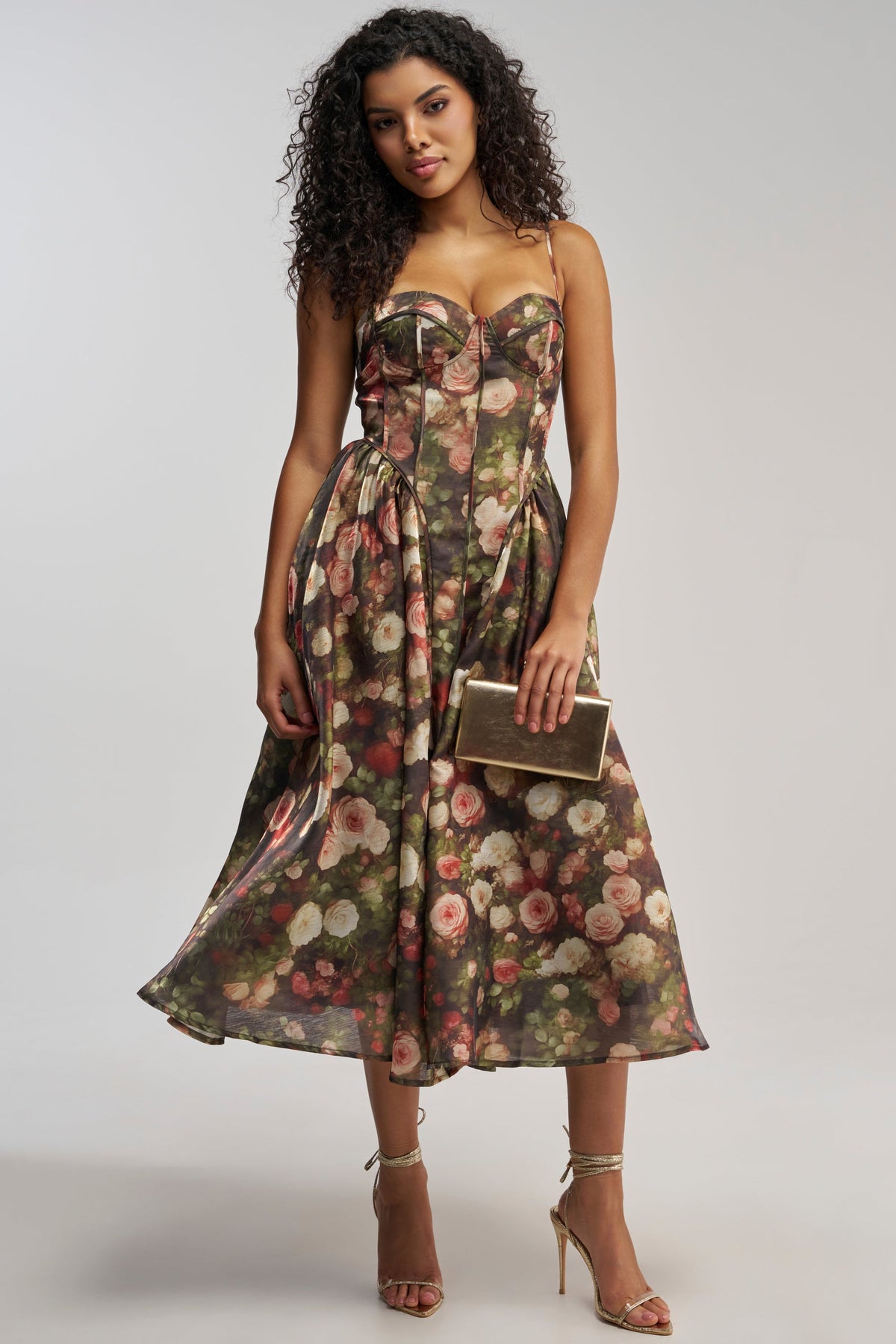 FEELING FLORAL MAXI DRESS IN GREEN MULTI