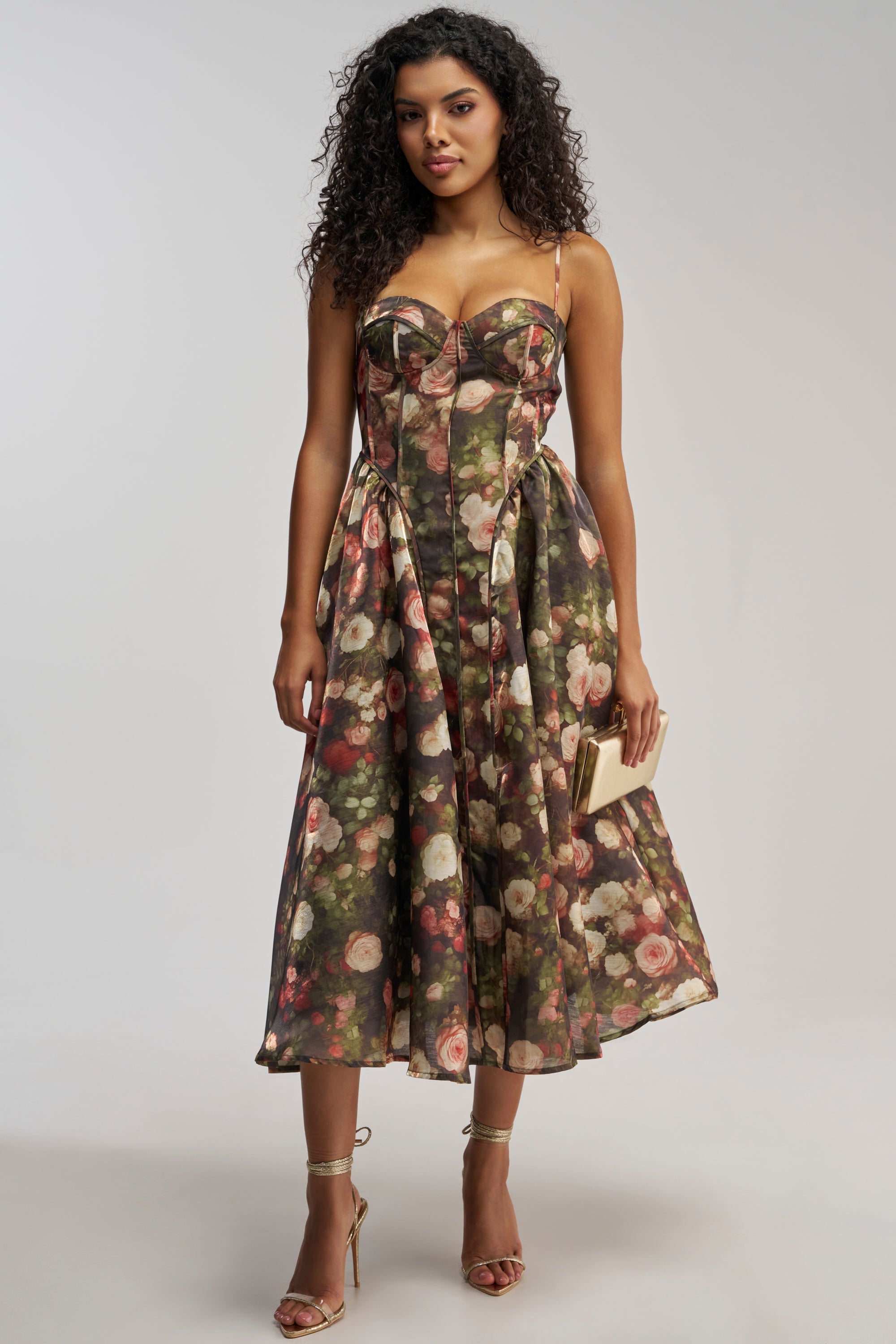 FEELING FLORAL MAXI DRESS IN GREEN MULTI
