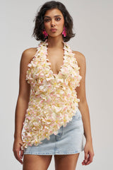 FLOWER POWER TOP IN WHITE MULTI