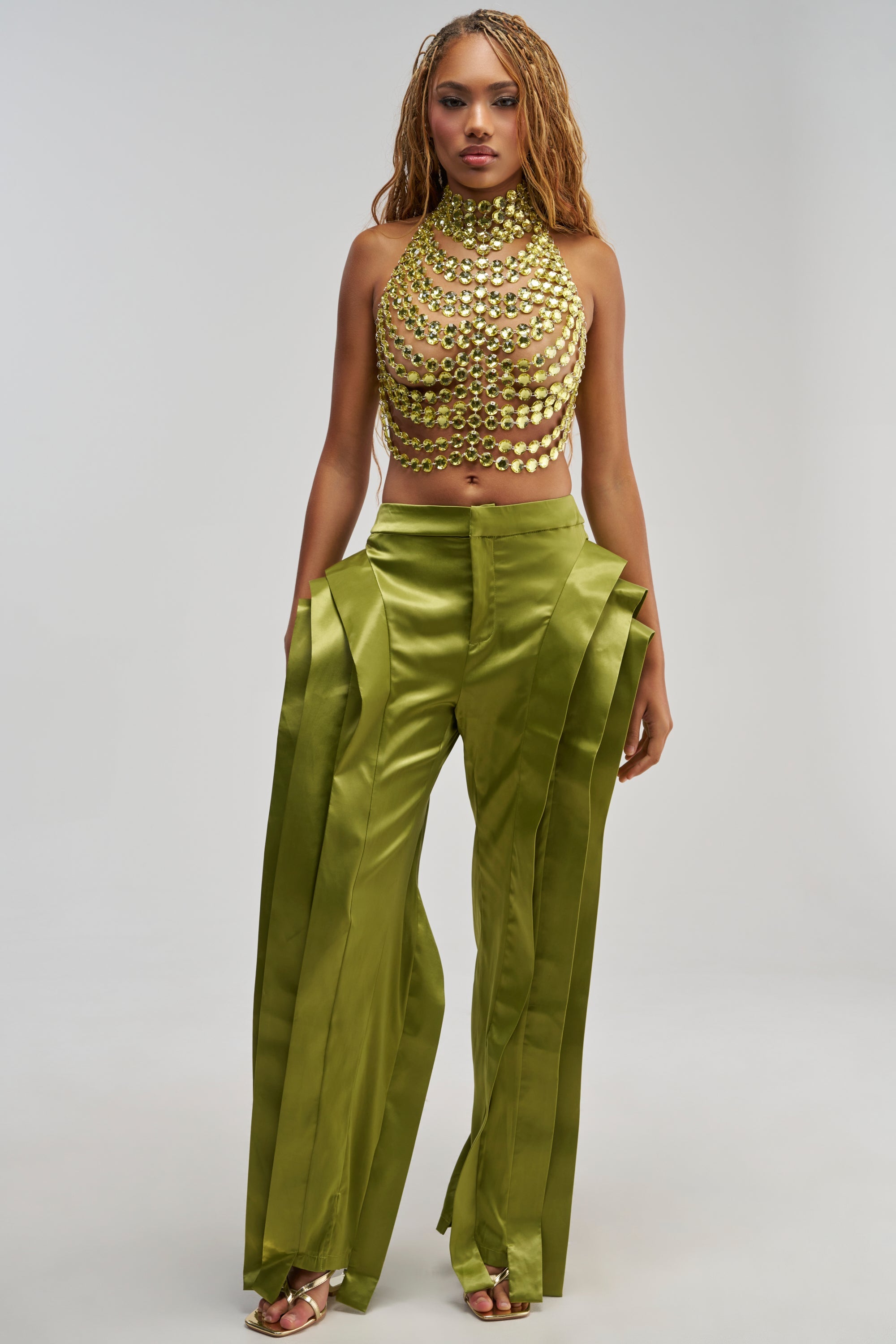 VENOM LUXE RHINESTONE TOP IN CHARTREUSE