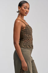 ITS GIVING ROPE DETAIL CORSET IN OLIVE