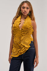 MOLTEN PETAL PLEATED TOP