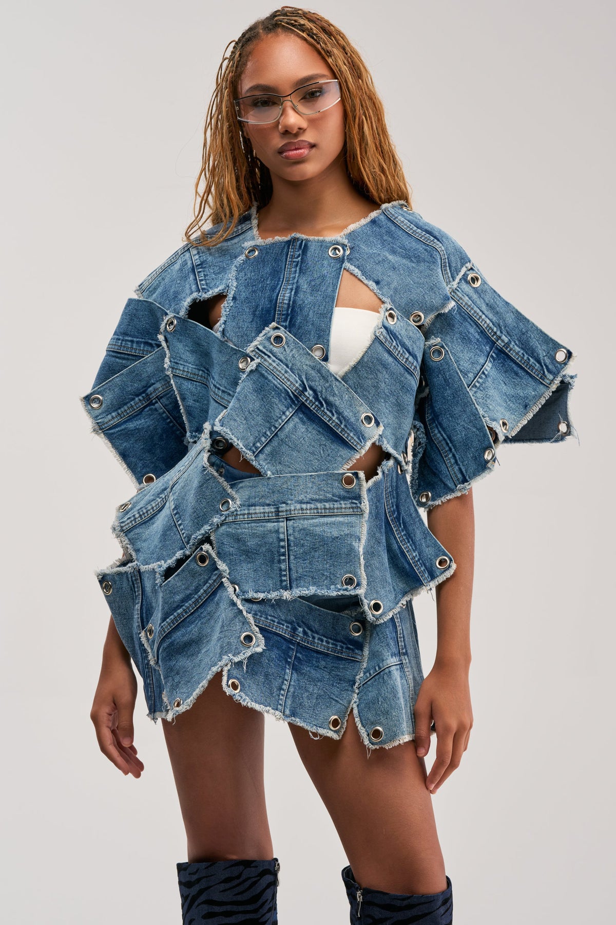 ALL PATCHED UP DENIM TOP