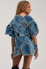 ALL PATCHED UP DENIM TOP