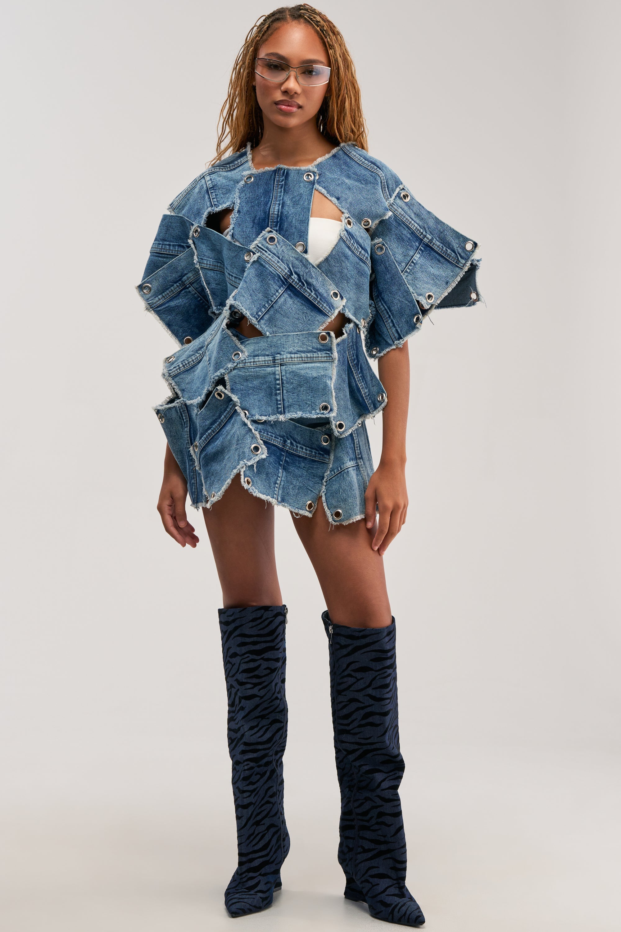 ALL PATCHED UP DENIM TOP