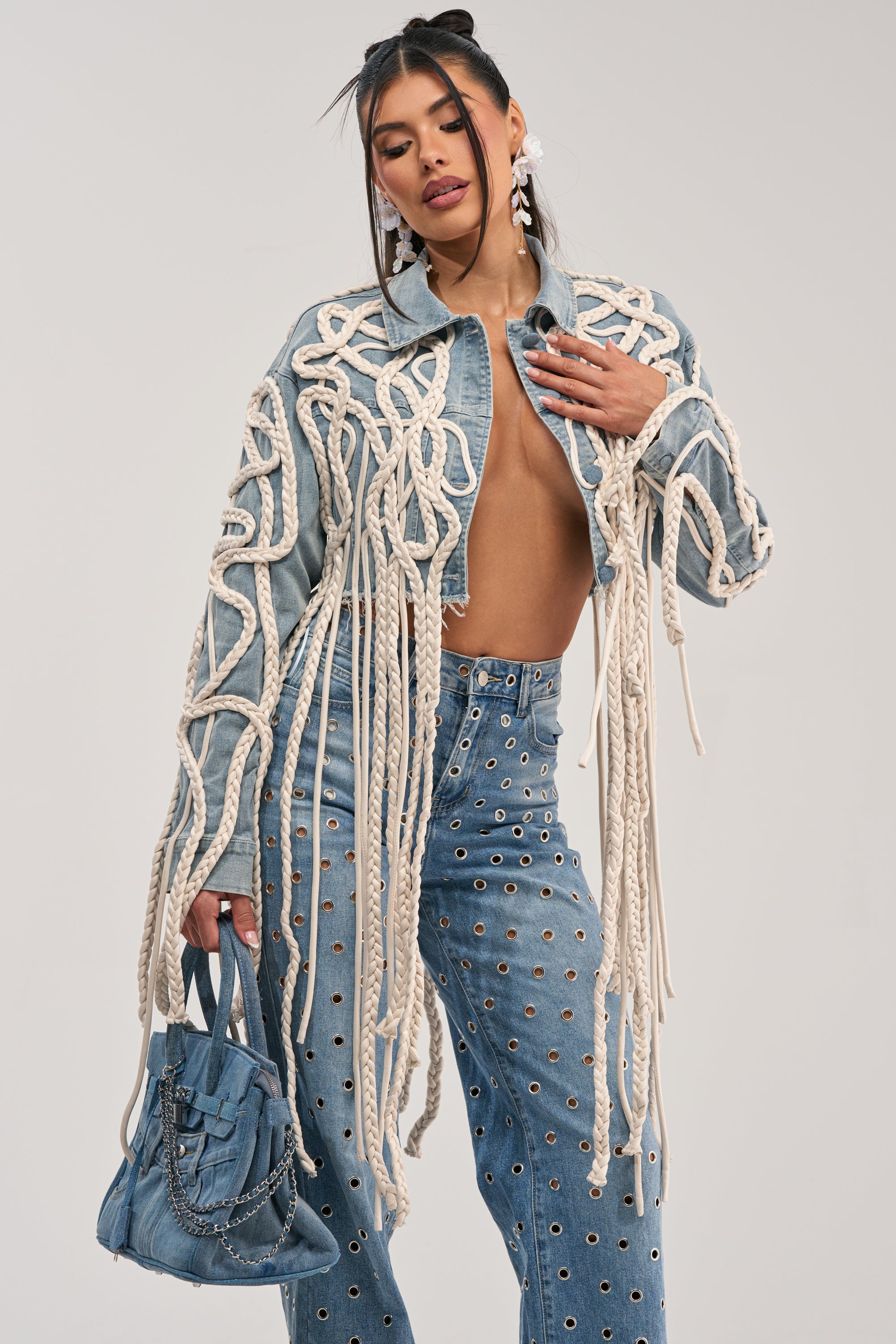 KEEP MOVING TASSEL DENIM JACKET