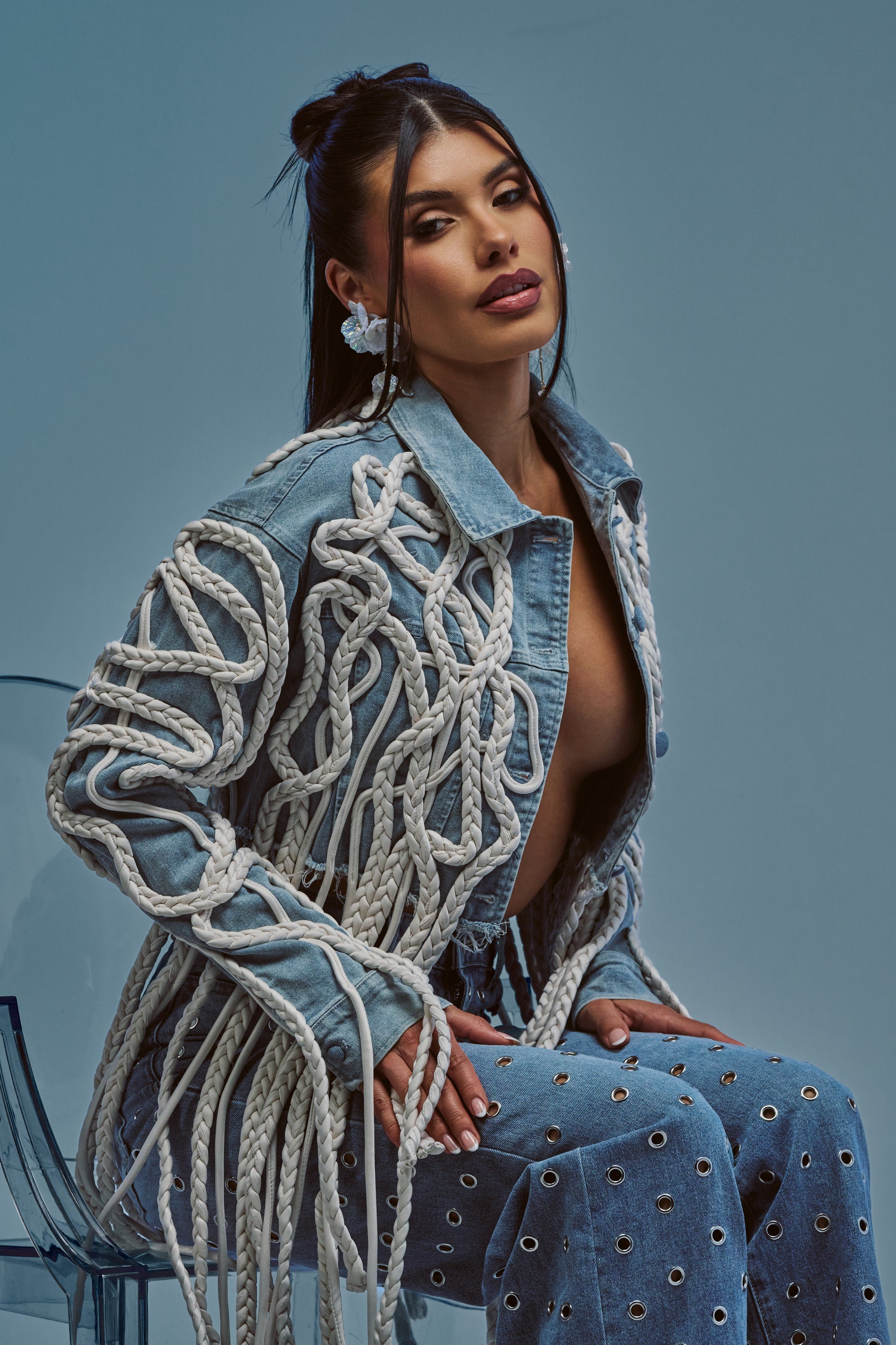 KEEP MOVING TASSEL DENIM JACKET