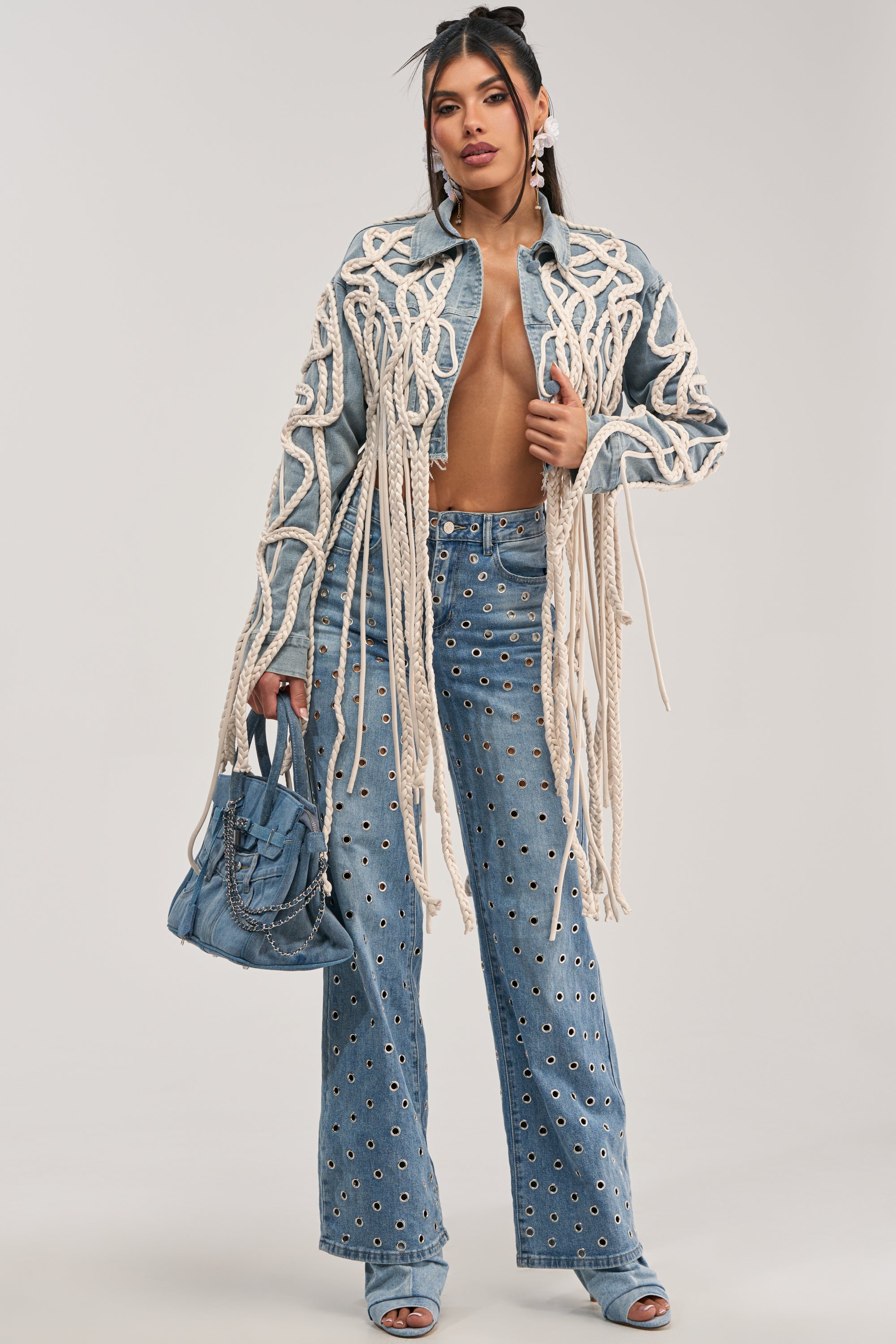 KEEP MOVING TASSEL DENIM JACKET