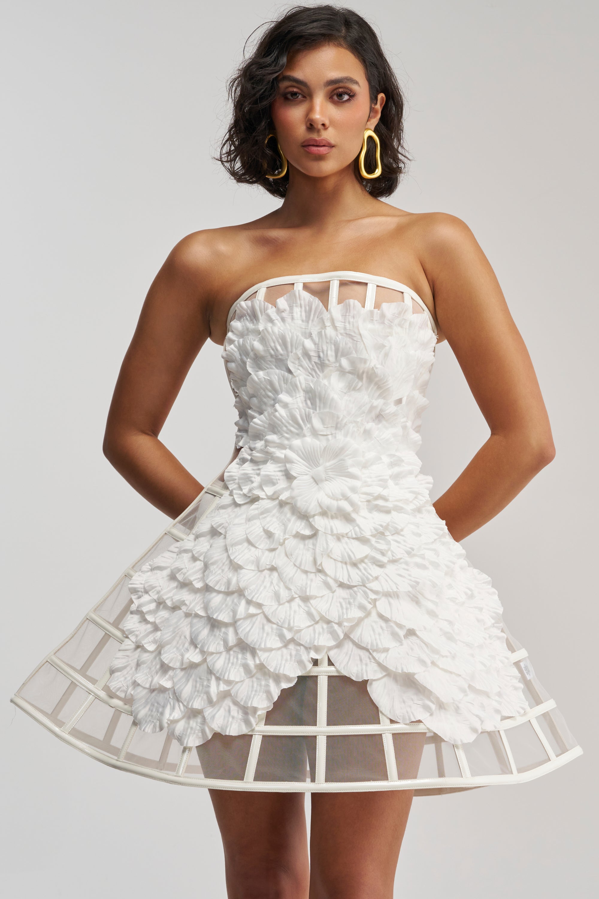 FULL BLOOM CAGE DRESS IN WHITE