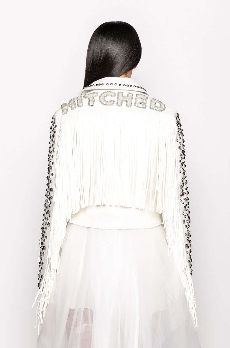 KARL WON THE JACKPOT FRINGE HITCHED MOTO JACKET