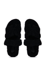 AZALEA WANG VIVEK BLACK FUZZY SLIP ON SANDAL