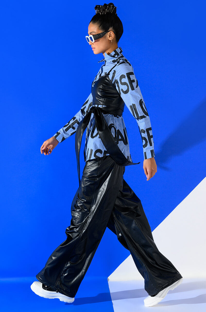 COLDER HOURS FAUX LEATHER PARACHUTE PANT
