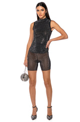 GLITZ MESH BIKER SHORT
