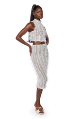 NAOMI MESH BODYCON MIDI SKIRT