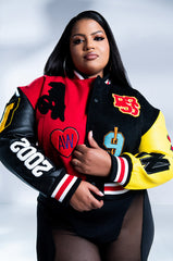 PLUS AZALEA WANG COLOR BLACK VARSITY BOMBER